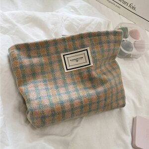 コスメポーチ おしゃれ 化粧ポーチ 北欧 チェック柄 大容量 トラベルポーチ メイクポーチ スマホポーチ レトロ 厚手 化粧品収納 ポーチ メイク道具収納 携帯用 出張 旅行 ミニバッグ コスメ