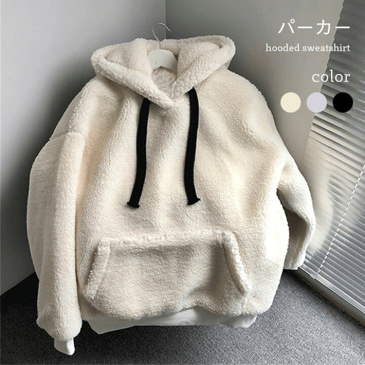 楽天市場】もこもこパーカー レディース 冬 長袖 厚手 フード付き ｜その他