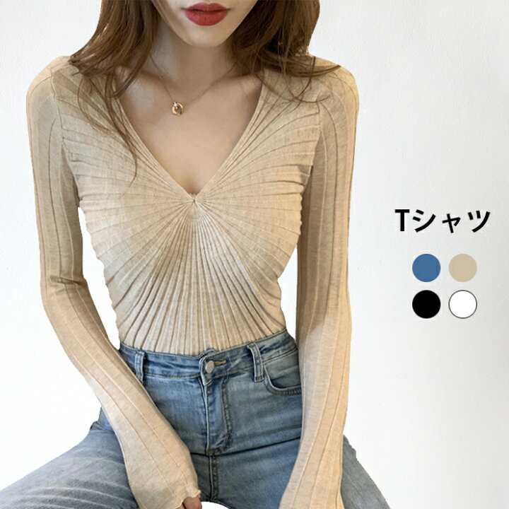 楽天市場 送料無料 Tシャツ レディース タイトtシャツ Vネック ギャザー ストレッチ 伸縮性 トップス タイト キレイめ セクシー 大人 プルオーバー 重ねき 冬新作 レディースファッション Le Futur