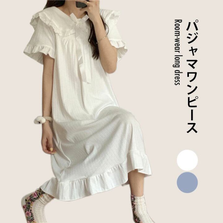 楽天市場 送料無料 パジャマワンピース レディース ワンピース パジャマ ルームウエア ナイトウエア 寝間着 ロングワンピース ロング丈 半袖 レース付き リボン付き ゆったり 薄手 リラックス 夏新作 レディースファッション Le Futur 楽天市場 送料無料 パジャマワンピース レディース ワンピース パジャマ ルームウエア ナイトウエア 寝間着 ロングワンピース ロング丈 半袖 レース付き リボン付き ゆったり 薄手 リラックス 夏新作 レディースファッション Le Futur