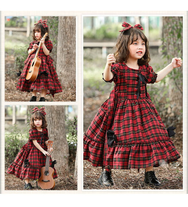 楽天市場 送料無料 タータンチェック 子供服 ロリータワンピース ワンピース ロリータ 子供 女の子 女児 ガールズ 可愛い チェック柄 フレア ワンピース 袖丈調整できる お洒落 キュート コスプレ衣装 ハロウィン衣装 コスチューム 衣装 ハロウィン仮装 仮装 変装 秋