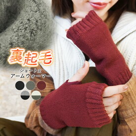 アームウォーマー レディース メンズ おしゃれ 裏起毛 あったか 指なし サムホール付き ショート丈 短め 手首 温める 冬用 秋冬 防寒 寒さ対策 冷え対策 暖かい シンプル ニット ふわふわ ハンドウォーマー かわいい 黒 赤 po *1*2-2t*y3-3t