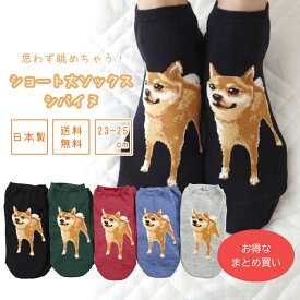 【選べる3足・5足セット 送料無料】柴犬 スニーカーソックス セット 組み合わせ 選べる レディース くるぶし 靴下 綿混 日本製 愛犬 グッズ 雑貨 アニマル柄 ショート シバイヌ しばいぬ 柴犬柄 かわいい 可愛い 犬用品 黒 夏用