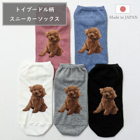 【選べる3足・5足セット 送料無料】トイプードル スニーカーソックス セット 組み合わせ くるぶしソックス レディース 靴下 綿混 脱げない 日本製 愛犬 ぬげにくい アニマル柄 動物柄 トイプー かわいい ショート 犬用品 黒 夏用