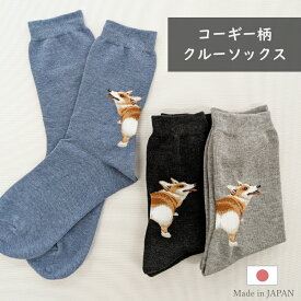 【選べる2足・3足セット 送料無料】コーギー クルーソックス レディース 靴下 綿混 日本製 愛犬 グッズ 雑貨 クルー ソックス 可愛い コーギーグッズ 食パン コギケツ ウェルシュコーギーペンブローク