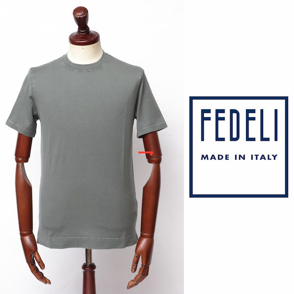 フェデーリ FEDELI 最高級コットン GIZAコットン使用 半袖 「かわいい～！」 Tシャツ 100 人気カラーの プレーン 3uef0103-ka カーキ