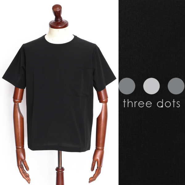 スリードッツ three dots 【セットアップあり】 トラベルライン ポケットTシャツ ブラック az101m-bl 100【返品不可】