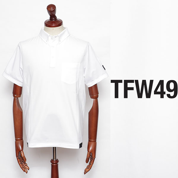 TFW49 定番 入手困難 ティーエフダブリューフォーティーナイン ゴルフウェア ハイゲージカノコ ボタンダウン t102110004-w ポロシャツ ホワイト ポケット 100