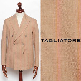 【50%OFF】タリアトーレ TAGLIATORE DARREL G-LIGHT コットンリネン 6B ダブルブレステッド ジャケット ブラウンストライプ glighth50015-br 100【返品不可】