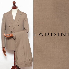 ラルディーニ LARDINI コットンツイル 6B ダブルブレステッド スーツ カーキベージュ 86104aq434-br 100