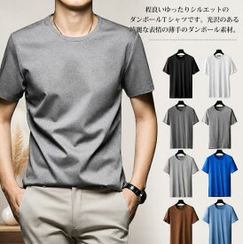tシャツ ダンボール 光沢感 メンズ 春 丸首 コットン L 吸湿 シンプル 夏 ストレッチ 通勤 綿 速乾 カジュアル カ