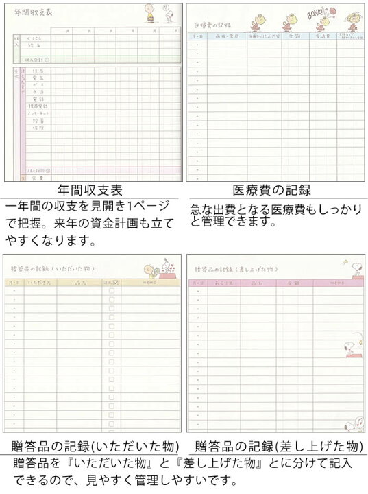 楽天市場 家計簿 スヌーピー 行列 簡単スッキリ家計簿 日付なしタイプ メモ 手帳 ノート ダイアリー 日記 かわいい A5 簡単 手書き カラー 色分け シール おすすめ おしゃれ ポケット レシート 日本ホールマーク キャラクター ハウスキーピング デザイン文具 Leilo