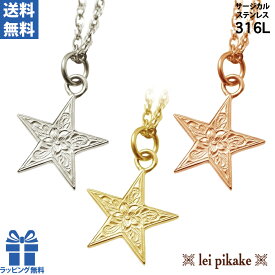 《選べる3色》ハワイアンジュエリー サージカルステンレス ネックレス ペンダントトップ スター 星 チェーン レディース メンズ プレゼント ギフト 誕生日 友達 彼氏 彼女 ネックレスチェーン