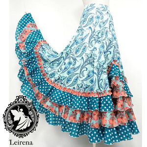 フラメンコ衣装 フラメンコファルダ フラメンコスカート フラメンコ練習着 フラメンコフレアスカート ドット フリルフレアー プリント パソ パソドブレ