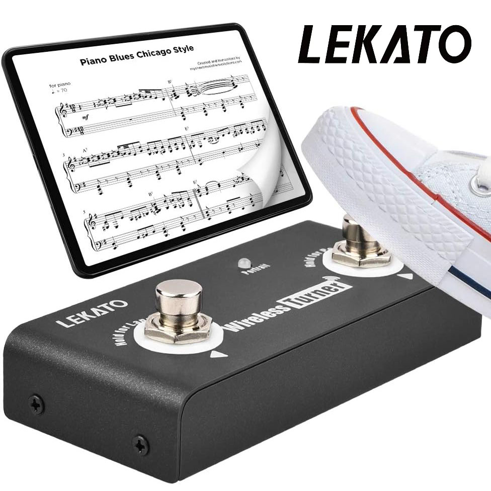 LEKATO ページターナー ループステーション用 外部フットペダル Bluetooth Page Turner ループページターナー 9ループ USBケーブルでトラックを切り替えるすべての進むボタン、戻るボタンの機能を置き換え、ルーパーステーションのチューナー機能を制御 送料無料