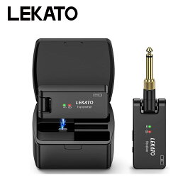 【エントリーで5倍PT+500円OFFクーポンあり】LEKATO ギター ワイヤレス システム エレキギター ベース 送受信機 3.5mm 6.35mm ステレオ Type-c 2.4GHz 4チャンネル USB 充電 ケース 充電ボックス 小型 軽量 コンパクト ステレオ放送 190°回転 ws-100 アコギ