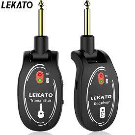 1年保証 LEKATO ワイヤレス ギター システム ワイヤレスシステム 2.4GHz オーディオ エレキギター 送受信機 デジタル ベース USB 充電 小型 軽量 コンパクト ステレオ 放送 270°回転 ブラック アコギ