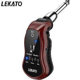 Lekato ギターヘッドフォンアンプ ギターヘッドホンアンプ Bluetooth ミニプラグ ベースアンプ ミニ 小型 ギター アンプ ワイヤレス ブルートゥース 充電式 USB エフェクト アンプモデル エレキギター ワイヤレス アコギ 端子 WS-60
