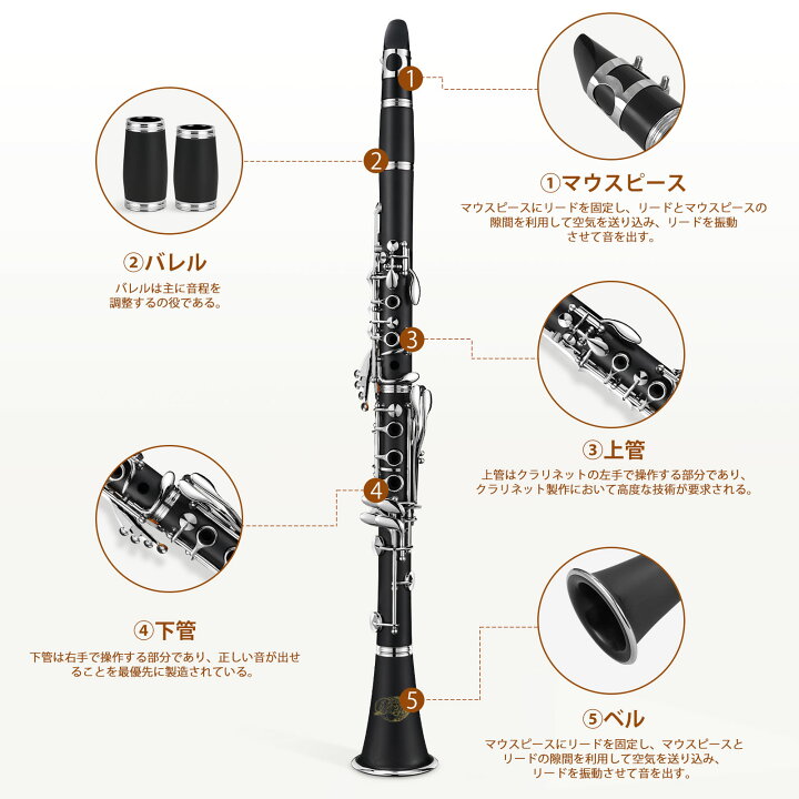 楽天市場】【月末セール・300円OFF】1年保証 クラリネット 本体 17キー 