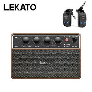 LEKATO �~�j �M�^�[�A���v �G���L�M�^�[�A���v �X�s�[�J�[ ���C�����X 10W AUX usb �[�d�� Bluetooth�@�\ �w�b�h�z���W���b�N �~�j�A���v �M�^�[ �x�[�X ���C�u �M�^�[���C�����X�V�X�e�� ���C����