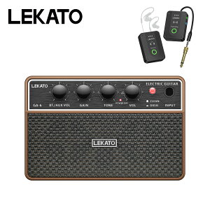 LEKATO �~�j �M�^�[�A���v �G���L�M�^�[�A���v �X�s�[�J�[ ���C�����X 10W AUX usb �[�d�� Bluetooth�@�\ ���� �w�b�h�z���W���b�N �~�j�A���v �M�^�[ �x�[�X ���K�p �C���C���[���j�^�[ �V�X�e�� �Z