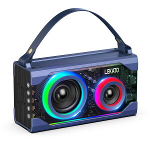 LEKATO �~�j �J���I�P�X�s�[�J�[ 25W Bluetooth ���C�����X�X�s�[�J�[ �Z�b�g RGB���C�g���� �h�� HD LED���C�g�t�� �X�e���I �ƒ�p Type-C �[�d�� ���^ �z�[���J���I�P �|�[�^�u�� ���� �A�E�g�h�A And