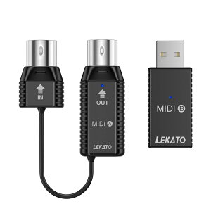 LEKATO ���C�����XMIDI�A�_�v�^�[Bluetooth USB �V���Z�T�C�U�[ EWI �V�����_�[�L�[�{�[�h �s�A�m �L�[�{�[�h MIDI�@�� ����x�� 5�s���Ή� Mac OS/iOS/Windows XP�Ή�