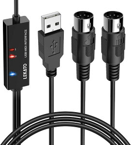 LEKATO MIDI�P�[�u�� USB �C���^�[�t�F�[�X USB��MIDI�P�[�u�� Type-C��MIDI�P�[�u�� �L�[�{�[�h 5PIN-DIN �d�q�y���PC �ȒP�ڑ� MIDI �ϊ��P�[�u�� ���`������ 1.98M midi�L�[�{�[�h�p ���y�n��