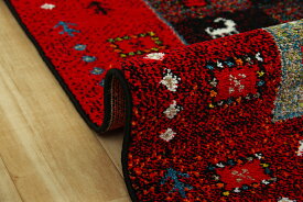 ラグ ラグマット 絨毯 トルコ製 ウィルトン織り カーペット 長方形 ギャッペ調ラグ 床暖房対応 抗菌 防臭 消臭 手織り風 へたりにくい レッド アイボリー ブラウン ネイビー [約200×250cm] [イビサ]