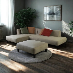 ソファ ソファー カウチソファ 3人掛けソファ 2人掛けソファ コーナーソファ カバーリングソファ ワイド 大型 コーナー L字 ローバック シンプル オットマン付き ベージュ Luminoso ルミノソ 幅