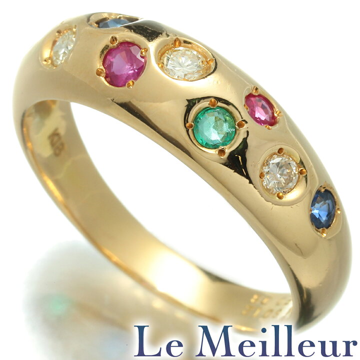楽天市場】4色ストーンリング 指輪 ダイヤモンド ルビー K18 13号 : Le  