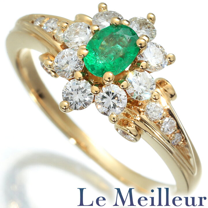 楽天市場】コルロフ ヘイローデザインリング 指輪 エメラルド 0.4ct  