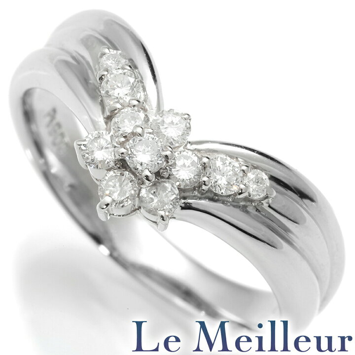 楽天市場】フラワーデザインカーブリング ダイヤモンド 0.33ct Pt900 
