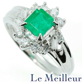 ヘイローデザインリング 指輪 エメラルド 0.75ct ダイヤモンド 0.35ct Pt900 12号 【最大5,000円OFFクーポン対象】