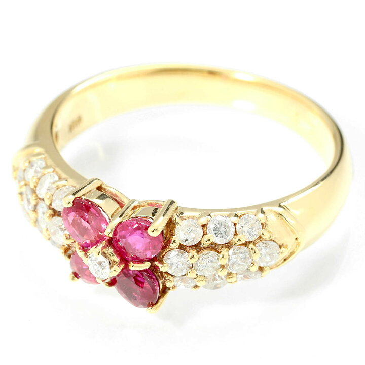 楽天市場】フラワーモチーフリング 指輪 ルビー 0.57ct ダイヤモンド 