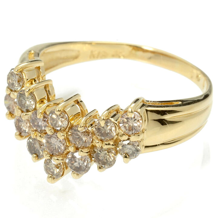 楽天市場】ジュエリーマキ V字リング 指輪 ダイヤモンド 1.04ct K18YG 