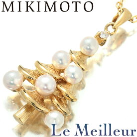 ミキモト ツリーネックレス アコヤ真珠 3.19mm ダイヤモンド 1.51ct K18 MIKIMOTO