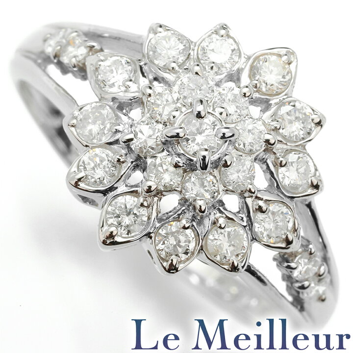 楽天市場】フラワーモチーフリング SIクラス 指輪 ダイヤモンド 0.54ct  