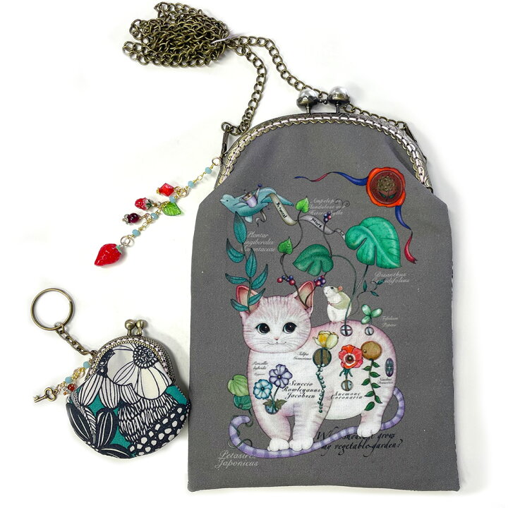 楽天市場】【ハンドメイド1点もの】「猫デザインB」がま口スマホ 