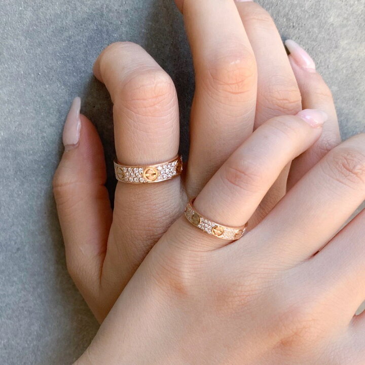 楽天市場】【仕上済】カルティエ ラブリング 10号 PG ダイヤ 10 50  