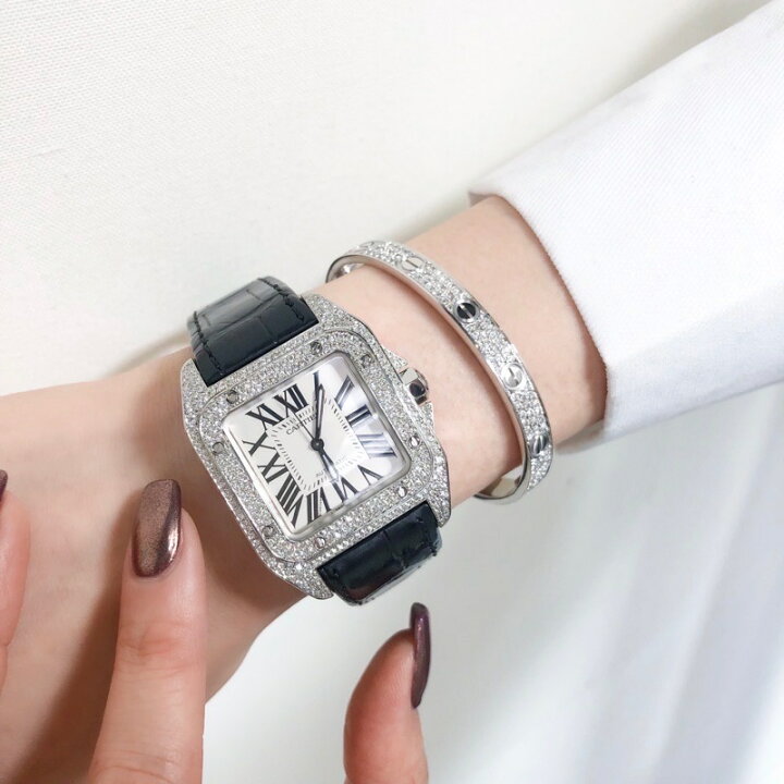 楽天市場】【仕上済】カルティエ サントス100 MM ダイヤ SS メンズ  