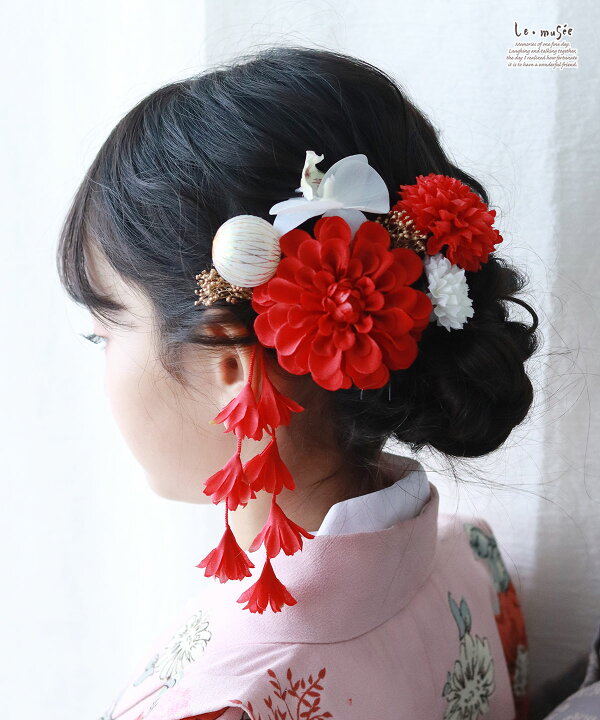 楽天市場】七五三 髪飾り 紅白の和装かみかざり | 753 花 ヘッドドレス 