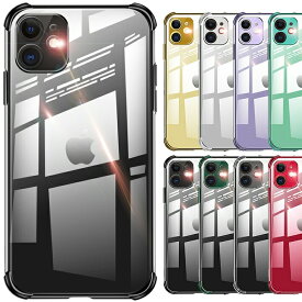 ＼在庫売り尽くし／ iPhone ケース クリア 透明 メタリック メンズ レディース 強化ガラスフィルム付 おしゃれ 耐衝撃 韓国 人気 おすすめ シンプル ストラップホール iPhone14 iPhone13 iPhone12 mini SE 第2世代 SE3 第3世代 iPhone11 Pro XS Max X iPhoneXR 8 Plus