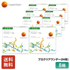 【ポイント5倍!4/17 10:00～4/19 23:59まで!】クーパービジョン プロクリアワンデー 90枚入り 8箱セット 12ヶ月分 ワンデー コンタクト CooperVision 1日使いすて 近視用 うるおいレンズ 薄型 MPC 乾きにくい 軽減 ディスポーザブル スポーツ メガネ 送料無料