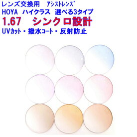 シンクロアシスト167　カラーレンズ　HOYA　ホヤ　スマホ用アシストレンズ　1.67　両面設計　メガネ　レンズ交換用　2枚1組　1本分　他店購入フレームOK