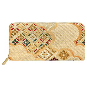 長財布 西陣織 ラウンドファスナー 財布 カード収納 金襴 極 サイフ さいふ ウォレット ラウンド長財布 ラウンド財布 長サイフ 和風 和柄 和 豪華 織物 鳳凰 桜 櫻 宝尽くし 華文 花文 流水 レ