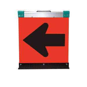 送料無料 アルミ製折りたたみ矢印板(方向指示板)H500×W450(超高輝度プリズム)蛍光オレンシ゛地/黒矢印【2枚セット】