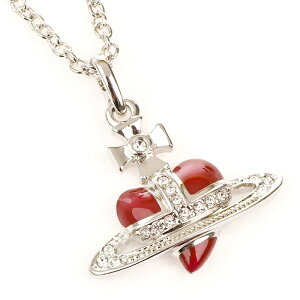 ヴィヴィアンウエストウッド/ネックレス/ディアマンテ/ハート/レッドシルバーカラー/化粧箱付き