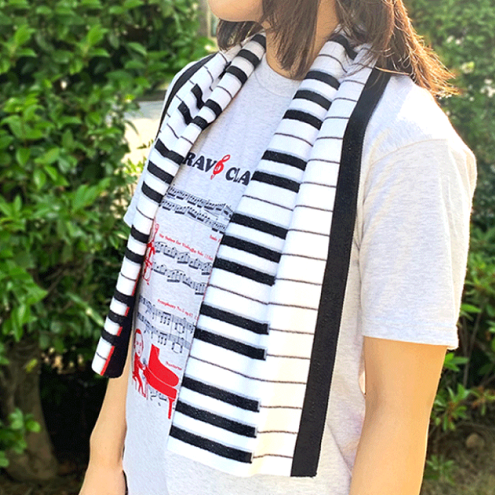 ジャカード織 あったかピアノ鍵盤マフラー □ ○ 音楽雑貨