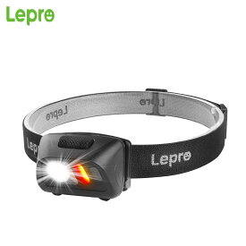 【1年保証】Lepro ヘッドライト 電池式 LED ヘッドランプ 超軽量 ledヘッドライト 白光＆赤光 6つ点灯モード 実用点灯7〜50時間 防水防雨 小型 軽量 ヘッド ライト